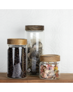 Everything Kitchens Modern Essentials Glass Storage Set with Wood Lids | Set of 3