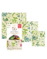 image shows Bee's Wrap Assorted 3-Pack Food Wraps | Herb Garden - Plant Based Wax  against a blank, white background
