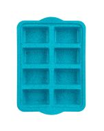  image shows Trudeau Silicone Tropical Granite 8-Count Mini Loaf Pan | Blue against a blank, white background