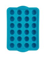 image shows Trudeau Silicone Tropical Granite 24-Count Mini Muffin Pan | Blue  against a blank, white background