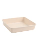 image shows Trudeau Resistall 9.45" x 9.45" Square Pan | Beige  against a blank, white background