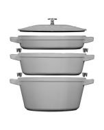 Staub Stackable Dutch Oven, Braiser, and Grill Pan with Lid | Graphite Grey