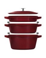 Staub Stackable Cocotte, Braiser, and Grill Pan with Lid | Grenadine