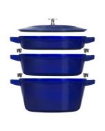 Staub Stackable Cocotte, Braiser, and Grill Pan with Lid | Dark Blue