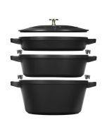 Staub Stackable Cocotte, Braiser, and Grill Pan with Lid | Black