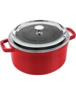 Make the Staub 4 Qt. Round Cocotte/Dutch Oven with Glass Lid | Cherry Red the centerpiece of your beautiful kitchen
