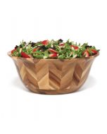 image shows Lipper International Acacia Hand Pieced Herringbone Bowl against a blank, white background