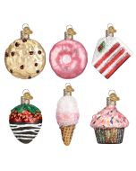 image shows Old World Christmas Ornament | Mini Dessert Set  against a blank, white background