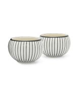 Bredemeijer Ceramic Tea Mugs Set of 2 | Black & White Stripe