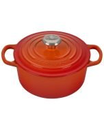 Le Creuset 2 Qt. Round Enameled Cast Iron Dutch Oven with Stainless Steel Knob | Flame Orange