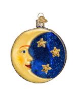 image shows Old World Christmas Ornament | Man In The Moon against a blank, white background