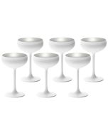 Stolzle 7.75oz Olympia Crystal Champagne Saucer Coupe Glasses - Set of 6 | White & Silver