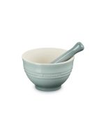  image shows Le Creuset Mortar and Pestle Set | Sea Salt against a blank, white background