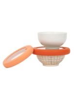 Food Hugger Bowl Lids (Set of 2) - Terracotta shown in use (bowls not included)