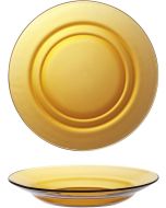Duralex Lys Amber Soup Plate Against a Plain White Background