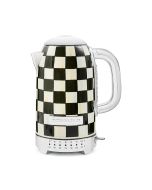 image shows MacKenzie-Childs Courtly Check 7-Cup Electric Kettle against a blank, white background
