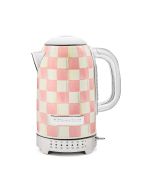 image shows MacKenzie-Childs Rosy Check 7-Cup Electric Kettle against a blank, white background