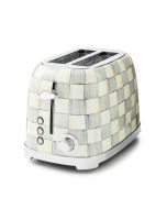 image shows MacKenzie-Childs Sterling Check 2-Slice Toaster against a blank, white background