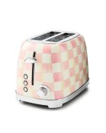 image shows MacKenzie-Childs Rosy Check 2-Slice Toaster against a blank, white background
