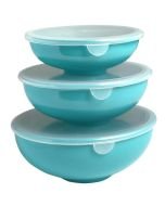 Gourmac Elliptical Prep Bowl with Lids (Set of 3) | Turquoise