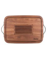 Viking Acacia Wood Carving Board with Metal Handles
