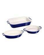 Staub 3-Piece Mixed Baking Dish Set | Dark Blue