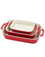 Staub 3-Piece Rectangular Baking Dish Set | Cherry