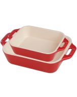 Staub 2pc Rectangular Baking Dish Set - Cherry Red (40508-627)