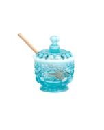 Mosser Glass Eye Winker Honey Jar & Dipper | Aqua Opal