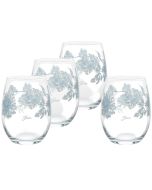 image shows Fiesta® 15oz Stemless Wine Glasses (Set of 4) |Botanical Floral against a blank, white background