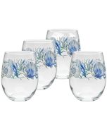 image shows Fiesta® 15oz Stemless Wine Glasses (Set of 4) | Coastal Shores  against a blank, white background