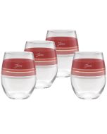 image shows Fiesta® 15oz Stemless Wine Glasses (Set of 4) | Edgeline Sunset Horizon against a blank, white background