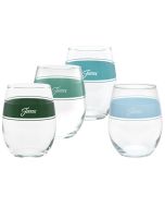 image shows Fiesta® 15oz Stemless Wine Glasses (Set of 4) | Frame Aegean  against a blank, white background