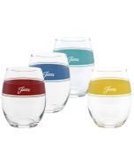 image shows Fiesta® 15oz Stemless Wine Glasses (Set of 4) | Frame Vibrant against a blank, white background