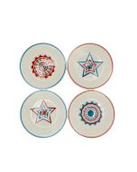 image shows Fiesta® 4-Piece 7.25" Classic Rim Salad Plate Set | Americana against a blank, white background