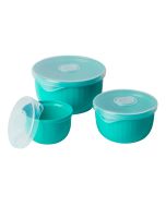 Oggi Prep, Store & Serve Plastic Bowl w/See-Thru Lid- Dishwasher, Microwave  & Freezer Safe, (4 qt) White/Aqua