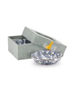 Golden Rabbit Enamelware 4-Piece Tasting Dish Set (Grey Swirl)