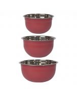 Now Designs Stainless Steel Mixing Bowls (Set of 3) | Matte Carmine