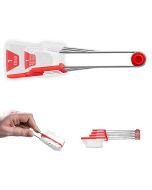 Dreamfarm Levoons Measuring Spoons with Built-in Leveler | Clear & Red