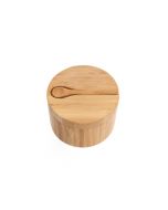 image shows Lipper International Bamboo Salt Box with Spoon against a blank, white background