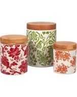 Certified International 3-Piece Canister Set with Bamboo Lids | Damask Floral