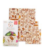 image shows Bee's Wrap Assorted 3-Pack Food Wraps | Bakery Lane - Seasonal Print  against a blank, white background
