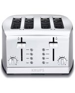 Krups 4-Slice Breakfast Toaster | Brushed Chrome & Stainless Steel