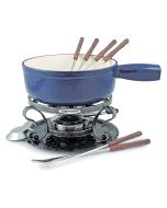 Swissmar Lugano 9-Piece Cast Iron Fondue Set | Deep Blue