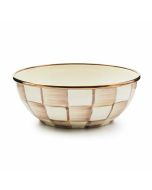 image shows MacKenzie-Childs Mocha Check 2-cup Everyday Bowl against a blank, white background