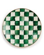 image shows MacKenzie-Childs Emerald Check 10" Dinner Plate against a blank, white background