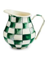 image shows MacKenzie-Childs Emerald Check 3qt. Emerald Check Pitcher against a blank, white background
