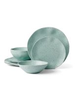 image shows Oneida Terrazzo Melamine 12-Piece Dinnerware Set | Mint against a blank, white background