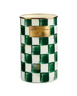 image shows MacKenzie-Childs Emerald Check Utensil Holder  against a blank, white background