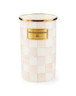 image shows MacKenzie-Childs Rosy Check Utensil Holder against a blank, white background